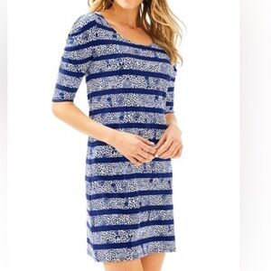 Lilly Pulitzer La Jolla Dress High Tide Navy XL NWT